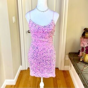 B. Darlin Dress Slip Y2 Sequin Pink Multi Color Strappy (7/8)